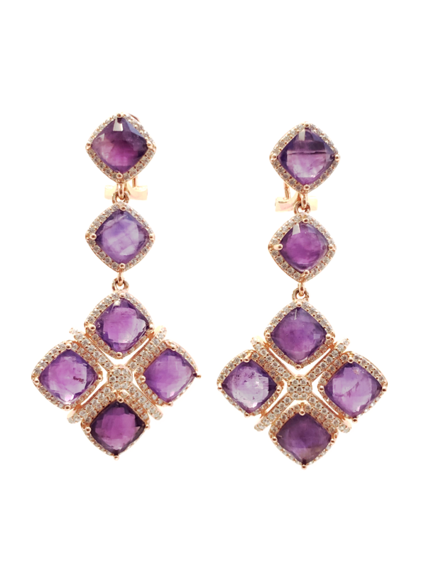 Amethyst Drop, Dangle Earrings