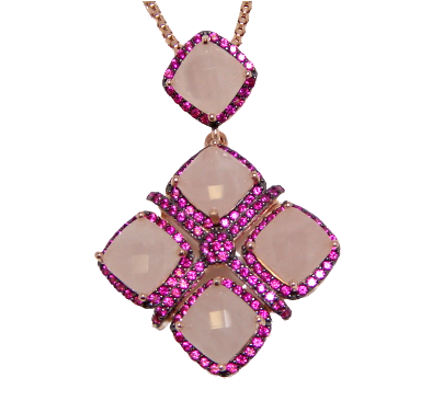 Rose Quartz Drop, Dangle Chain Pendant