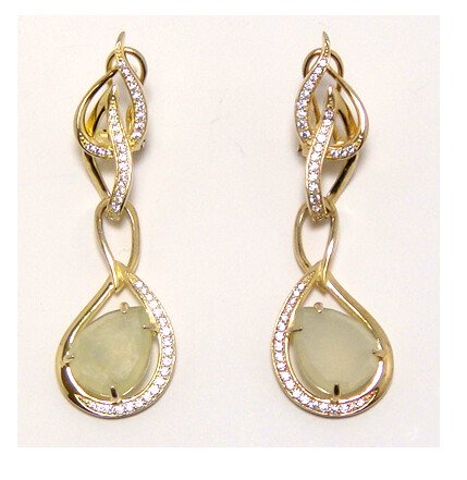 New Jade , Dangle Earrings, 925 Sterling Silver