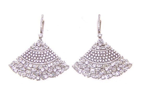 Multi Shape Dazzling Dangle Earrings, 925 Sterling Silver