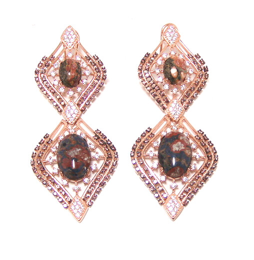 Natural Magoni Obsedian Earrings, 925 Sterling Silver