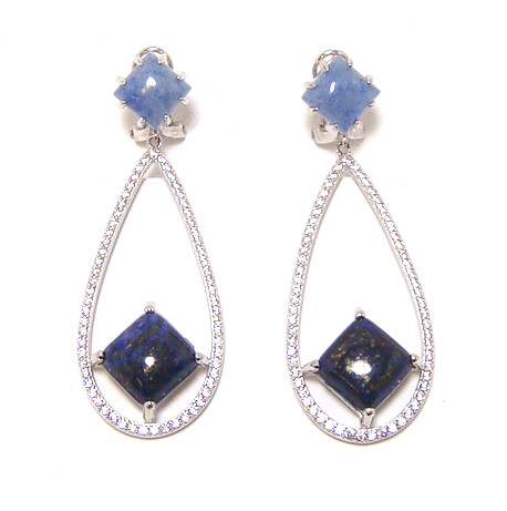 Sodalite Drop Earrings, 925 Sterling Silver