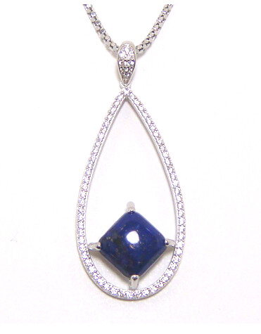 Sodalite Drop Pendant, 925 Sterling Silver