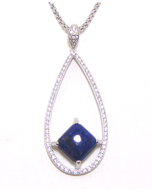 Sodalite Drop Pendant, 925 Sterling Silver