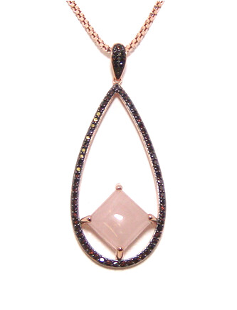 Rose Quartz Drop Pendant, 925 Sterling Silver