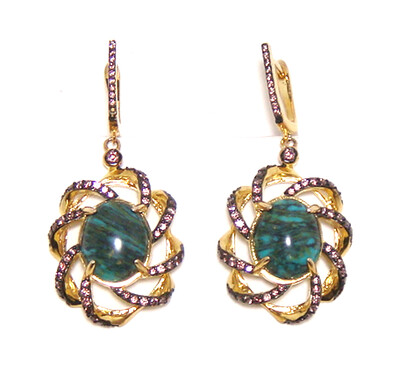 Turquoise, Rhodolite Color dangle Earrings, 925 Sterling Silver