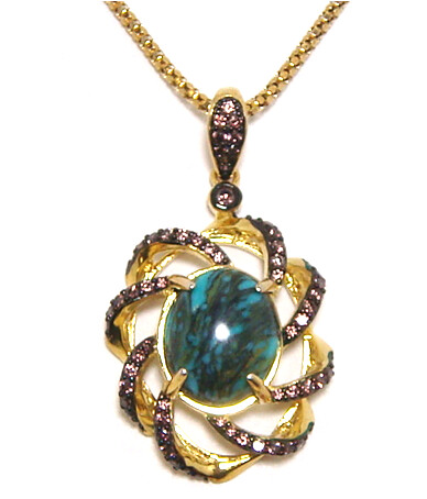 Turquoise, Rhodolite Color Dangle Pendant, 925 Sterling Silver