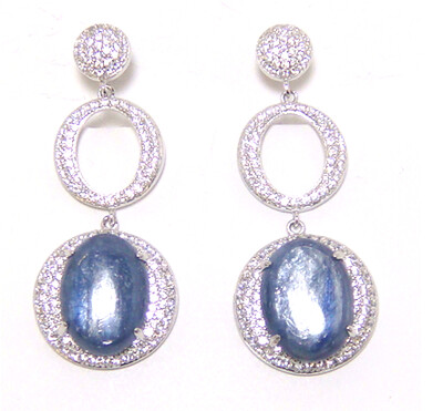 Natural Kyanite Dangle Earrings, 925 Sterling Silver