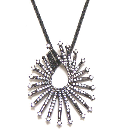 Simulated Diamond Pendant 925 Sterling Silver, Black Gold