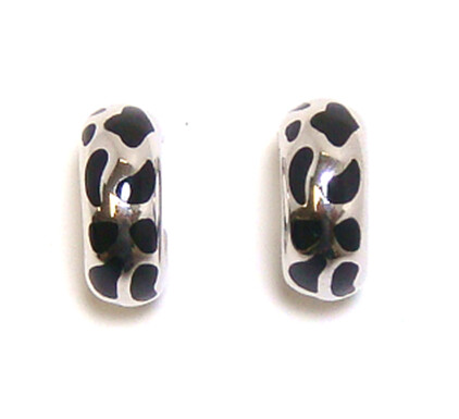 925 Sterling Silver Animal Print Resin Hoop Earrings 3/4L x 3/8"W, Platinum