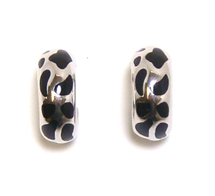 925 Sterling Silver Animal Print Resin Hoop Earrings 3/4L x 3/8&quot;W, Platinum