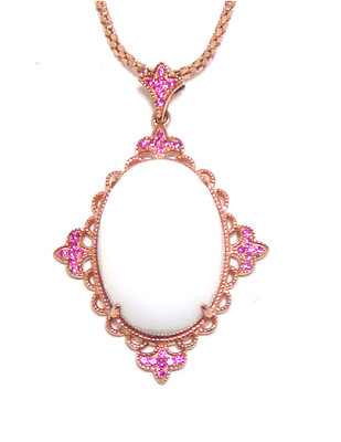 925 Sterling Silver Natural White Agate Ruby Dangle Pendant, rose Gold