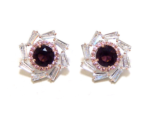 Multi-Stone Cz Stud Earrings in 925 Sterling Silver, Platinum Embraced