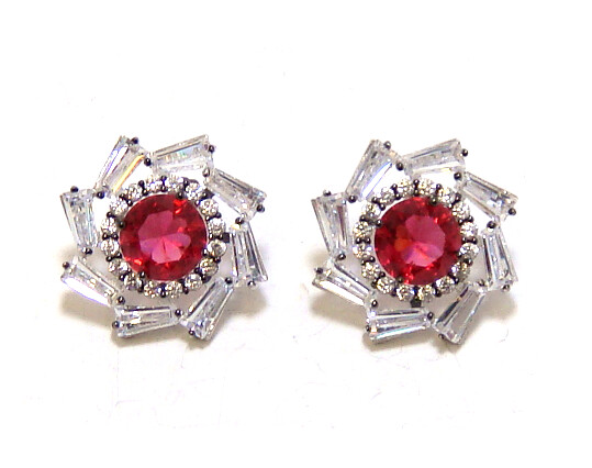 Multi-Stone Cz Stud Earrings in 925 Sterling Silver, Platinum Embraced