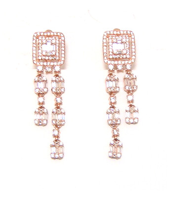 Simulated Diamond Earrings 925 Sterling Silver, Rose Gold