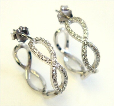 Infinity Simulated Diamond Hoop Earrings 925 Sterling Silver Platinum ER3508