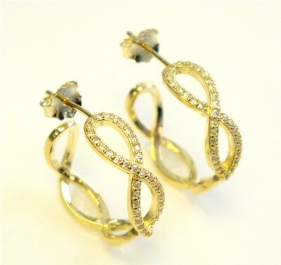 Infinity Simulated Diamond Hoop Earrings 925 Sterling Silver Yellow Gold ER3508