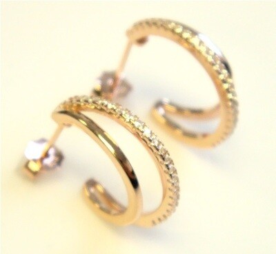 Simulated Diamond Hoop Earrings 925 Sterling Silver Rose Gold ER3507