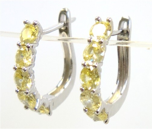 1.50 ct. t.w. Simulated Yellow Diamond Hoop Earrings in 925 Sterling Silver. 9/16&quot; Platinum 3505