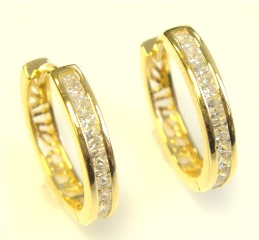 1.50 ct. t.w. Simulated Diamond Hoop Earrings in 925 Sterling Silver. 3/4&quot; Gold 3503