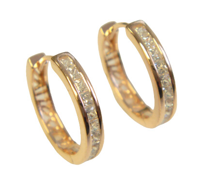 1.50 ct. t.w. Simulated Diamond Hoop Earrings in 925 Sterling Silver 3/4&quot; Rose Gold 3503