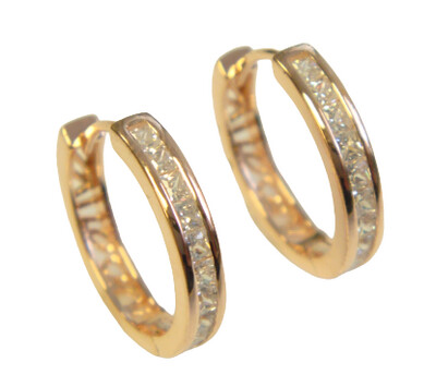 1.50 ct. t.w. Simulated Diamond Hoop Earrings in 925 Sterling Silver 3/4" Rose Gold 3503