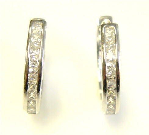 1.50 ct. t.w. Simulated Diamond Hoop Earrings in 925 Sterling Silver. 3/4&quot; Platinum 3503