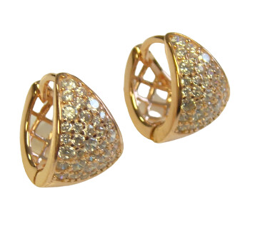 1.00 ct. t.w. Simulated Diamond Hoop Earrings Graduated 925 Sterling Silver 14 mm L Rose Gold 3502