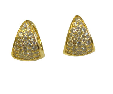 1.00 ct. t.w. Simulated Diamond Hoop Earrings Graduated 925 Sterling Silver 14 mm L Gold 3502