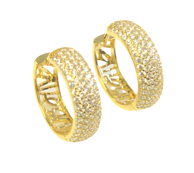 2.00 ct. t.w. Simulated Diamond Hoop Earrings Graduated 925 Sterling Silver 3/4&quot; L Gold 3501