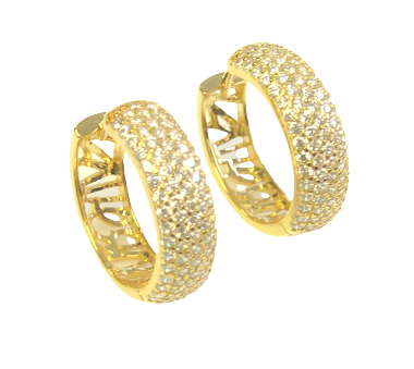 2.00 ct. t.w. Simulated Diamond Hoop Earrings Graduated 925 Sterling Silver 3/4" L Gold 3501