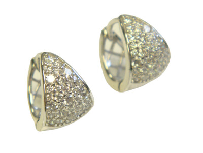 1.00 ct. t.w. Simulated Diamond Hoop Earrings Graduated 925 Sterling Silver 14 mm L Platinum 3502