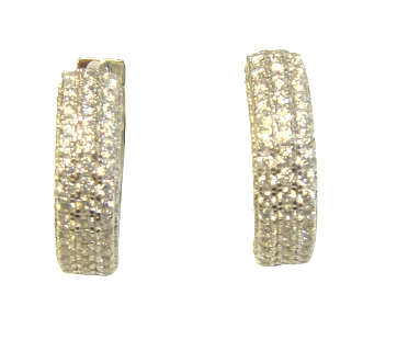 1.25 ct. t.w. Simulated Diamond Hoop Earrings 925 Sterling Silver 16 mm L Platinum 3499