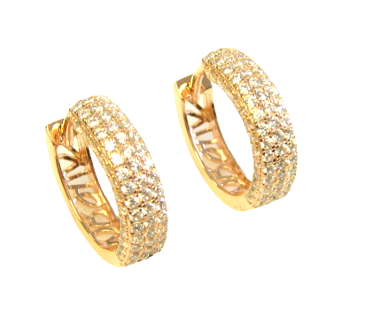 1.25 ct. t.w. Simulated Diamond Hoop Earrings 925 Sterling Silver 16 mm L  Rose Gold 3499