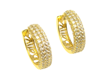 1.25 ct. t.w. Simulated Diamond Hoop Earrings 925 Sterling Silver 16 mm L Gold 3499