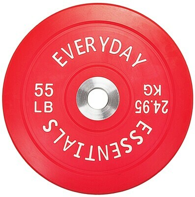 Color Coded Olympic Bumper Plate Weight Plate w Steel Hub, 55 lbs