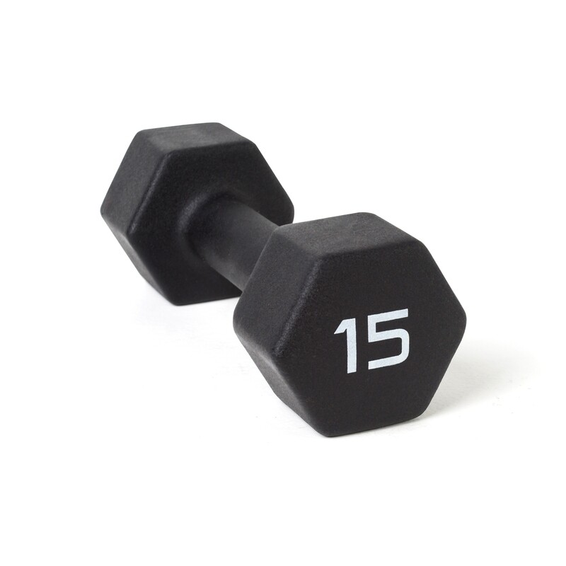 Barbell Black Neoprene Dumbbell, Multiple Sizes, Single 15 lbs