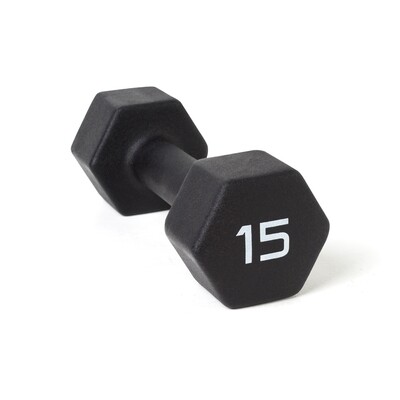 Barbell Black Neoprene Dumbbell, Multiple Sizes, Single 15 lbs