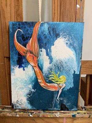 Orange Tail Mermaid-DESTROYED BY HURRICANE IAN