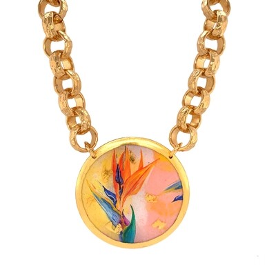 Bird of Paradise Gold Box Chain Necklace