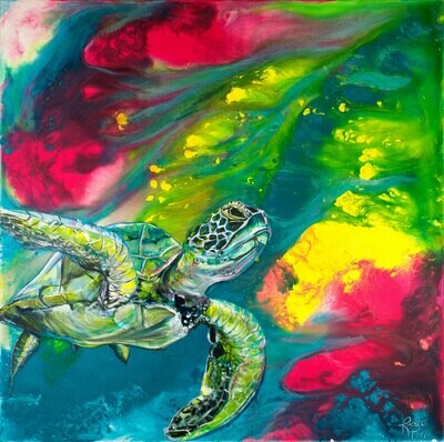 Technicolor Sea Turtle print