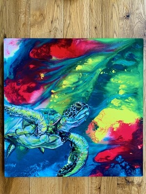 Technicolor Sea Turtle metal print