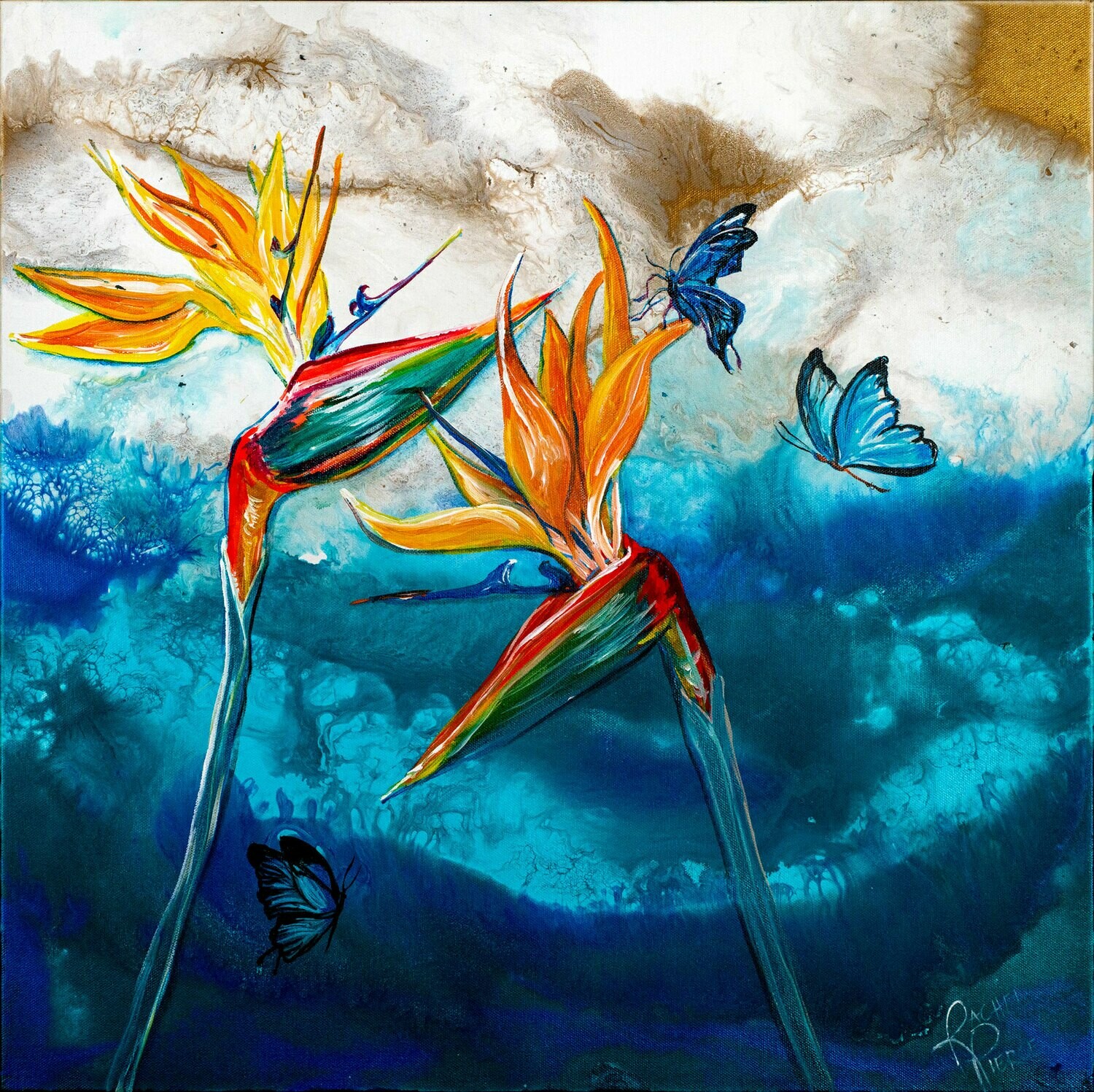 Birds of Paradise and Butterflies print