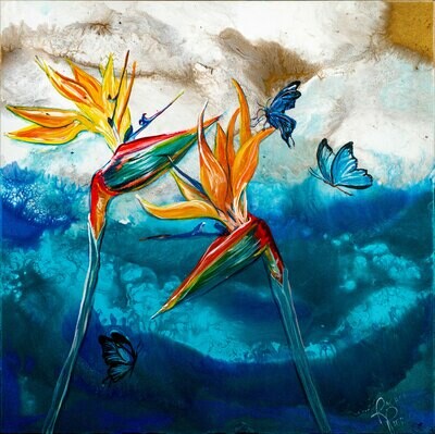 Birds of Paradise and Butterflies print
