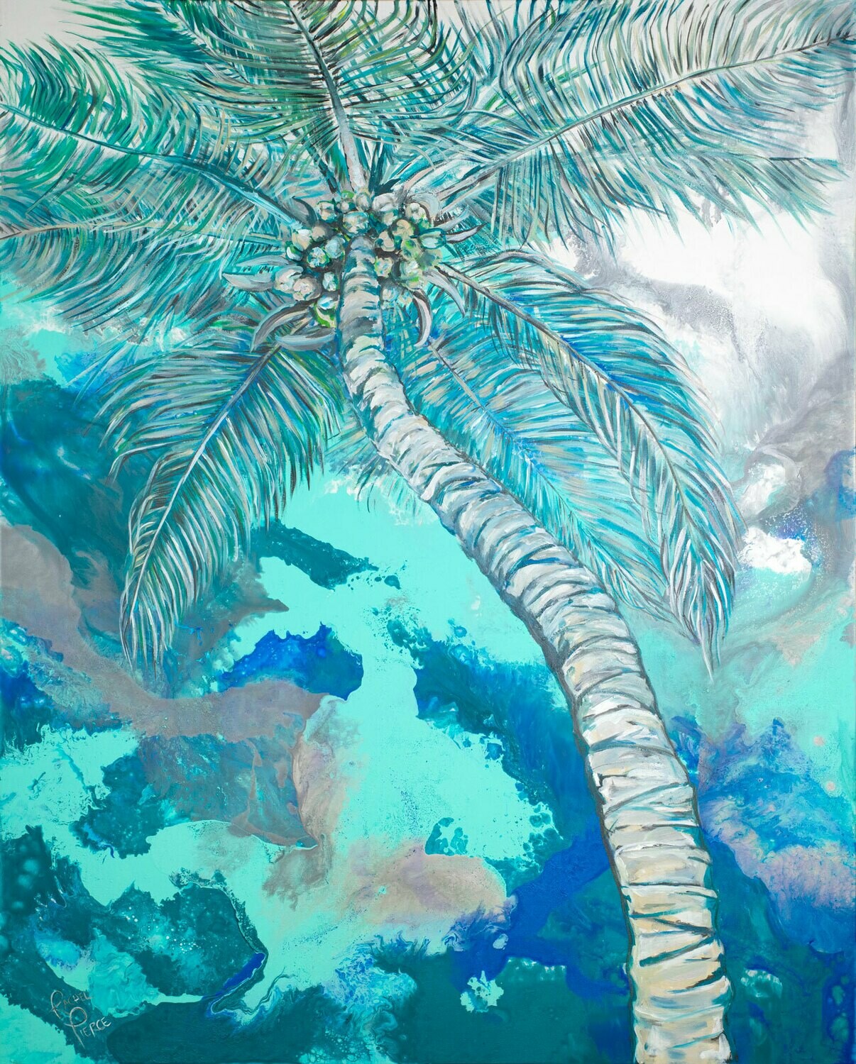 Blue Palm print