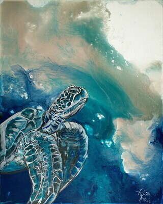 Champagne Sea Turtle Print 1