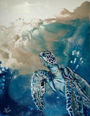 Champagne Sea Turtle 2 print