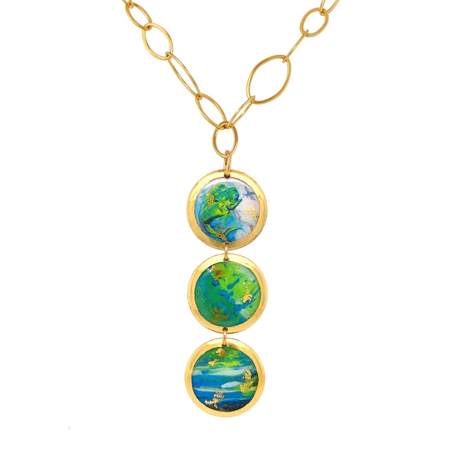 Mahi Mahi Abstract Three-Drop Necklace