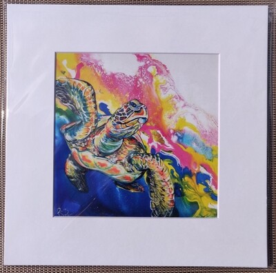 Electric Space Turtle 1 Matted Print