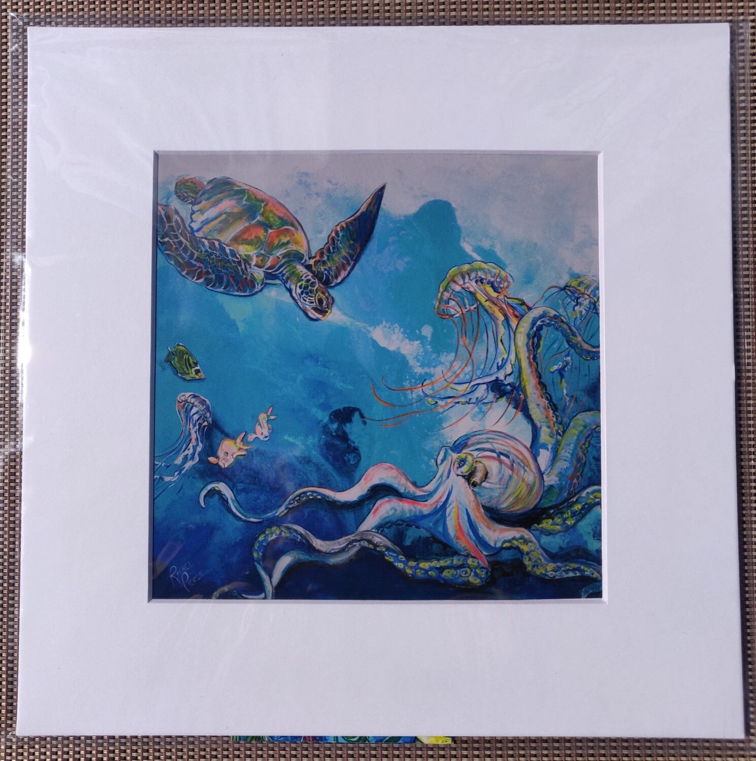 A Colorful Crowd Matted Print